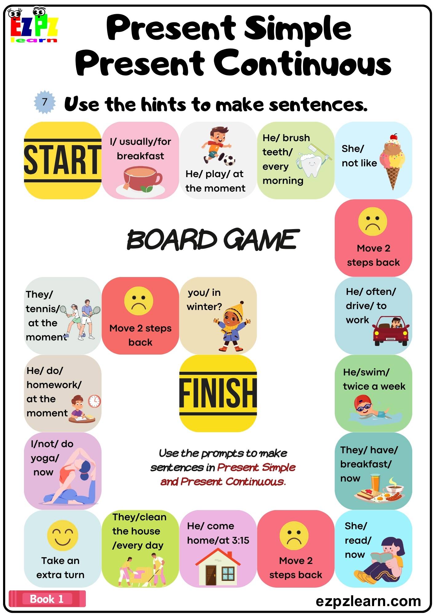 Present Simple Present Continuous Board Game Zymerschool ru